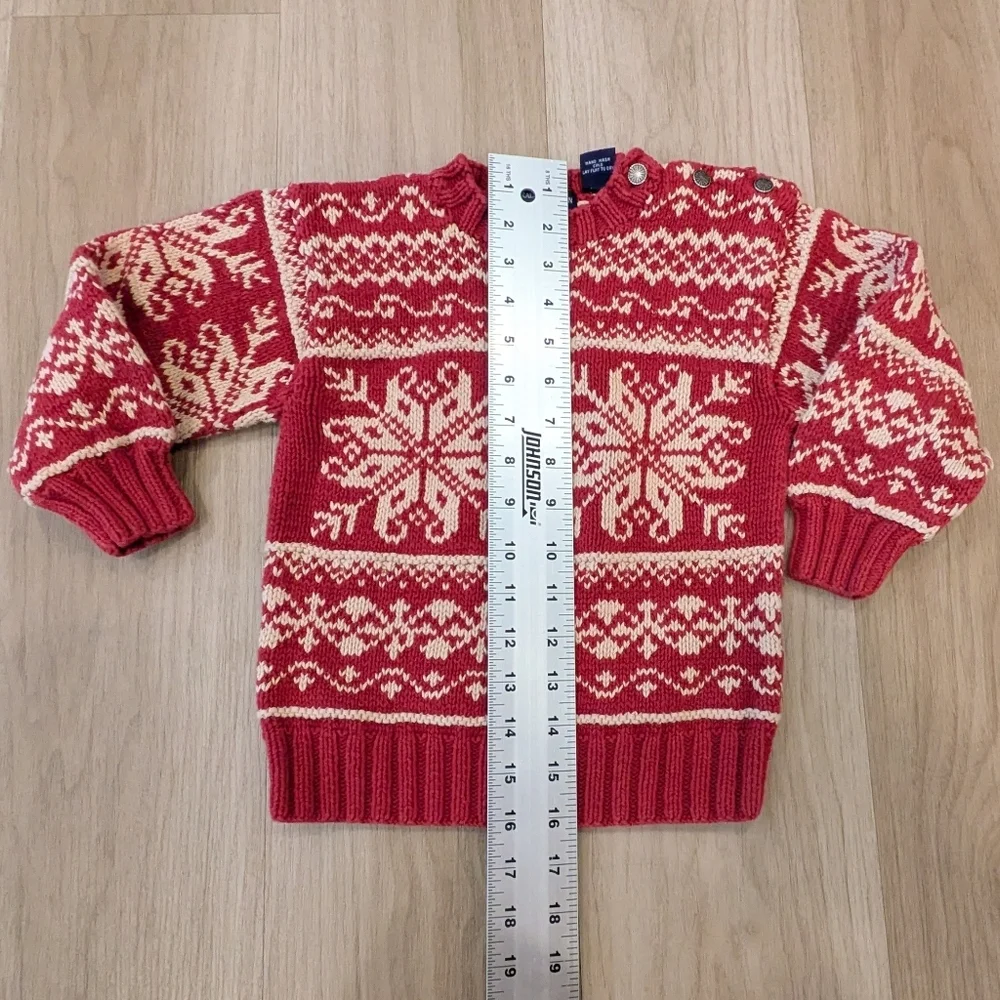 Baby Vintage Ralph Lauren Snowflake Red Sweater Size 4T